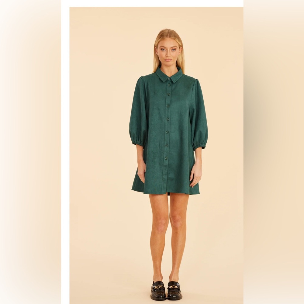 Faux Suede Puff Sleeve Dress New Size Large